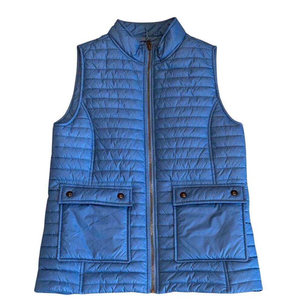 Vineyard Vines Quilted Vest Womens XS Blue Full Zip Preppy Classic Outdoor